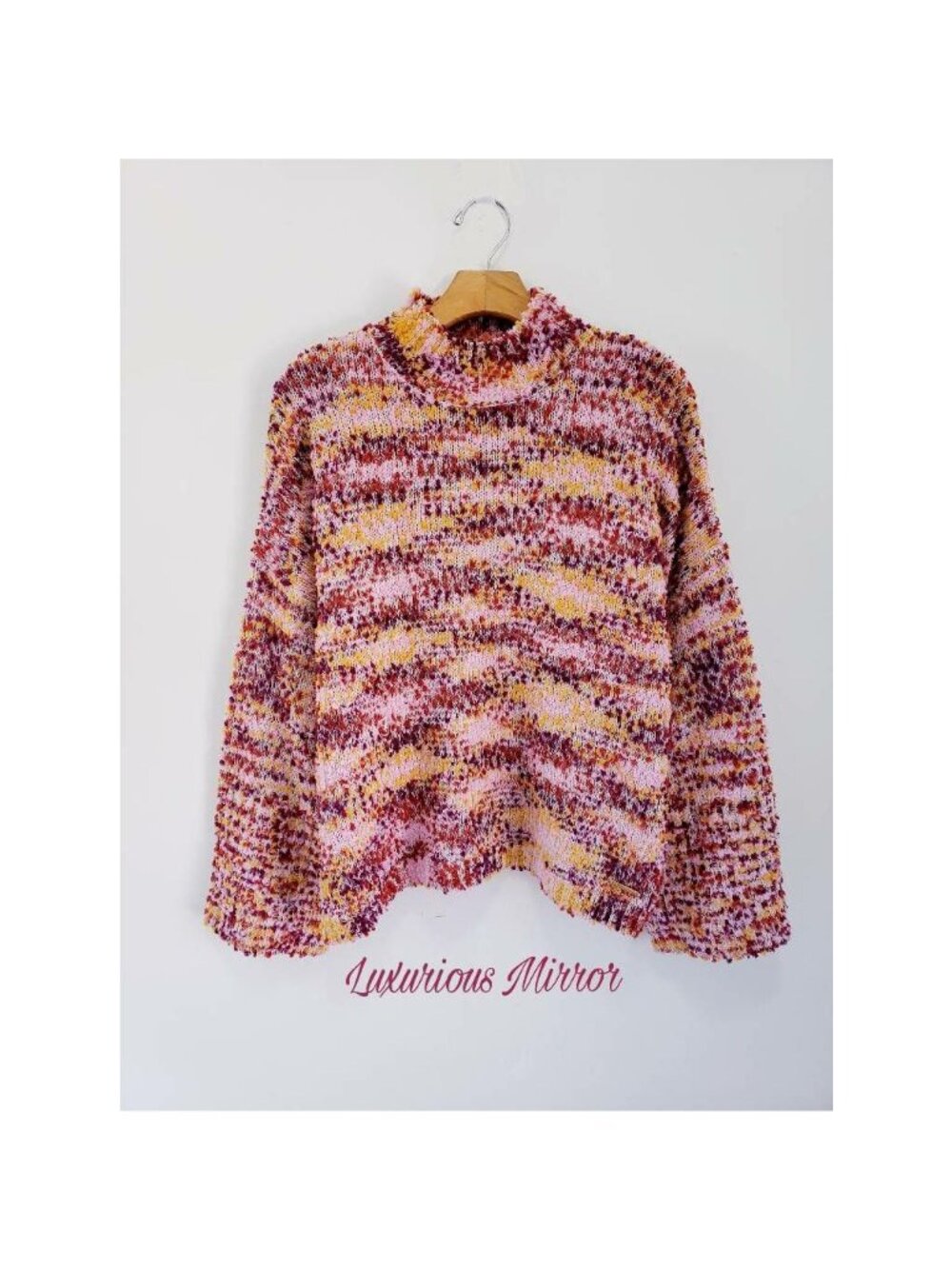 Andrew Marc New York Knit Popcorn Sweater Relaxed Fit Marled Long Sleeves Sz L